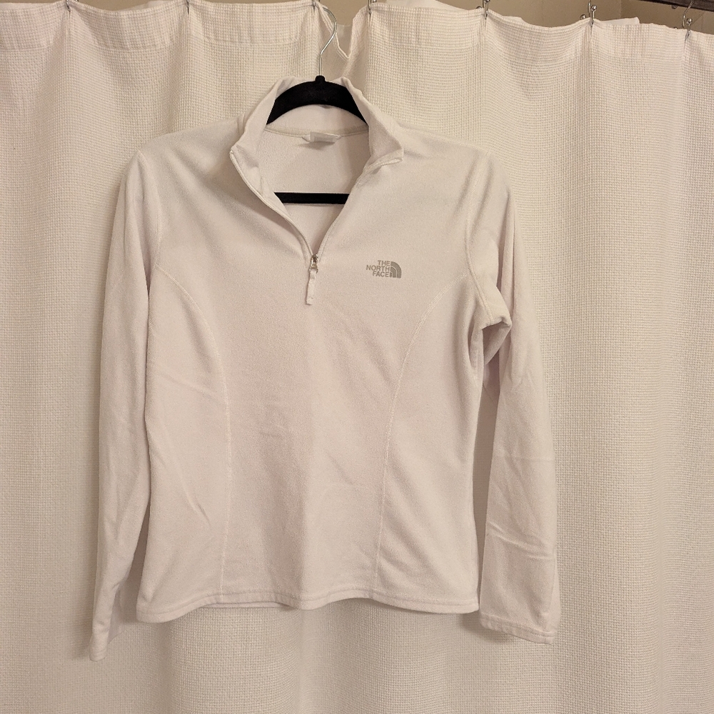 North Face white quarter zip fleece